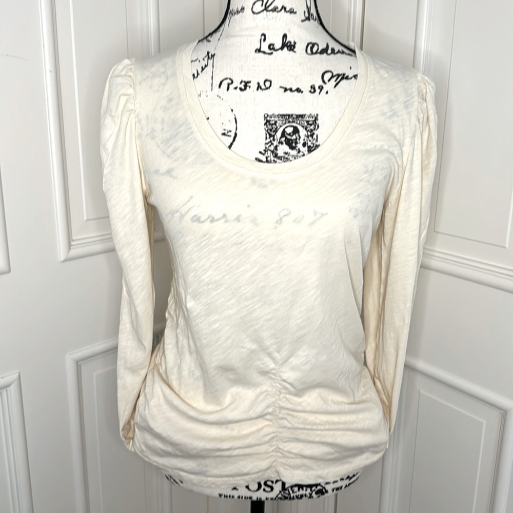 Sundry Mixed Media Puff Sleeve Top – Size 2 / Medium – Cotton & Modal Blend